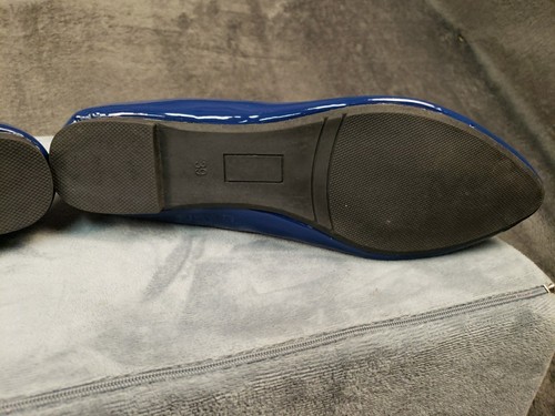 Fever Sole Women’s Pointy Toe Ballet Flats Blue Patent Leather Size 8.5 - Picture 9 of 9
