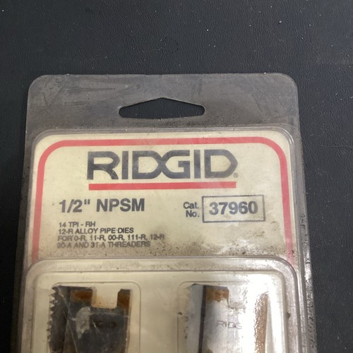 Ridgid 37960 Pipe Threader Dies 1/2" NPSM 14 TPI-RH NOS - Picture 2 of 5