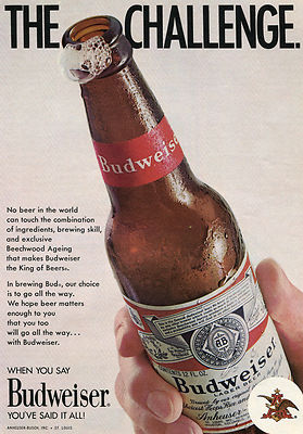 貴重◎ 70's budweiser cotton open collor 1974 Budweiser Lager Beer 