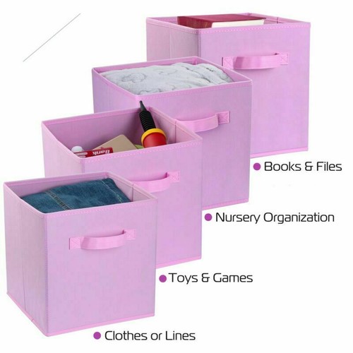 4 Pack Foldable Storage Cube Clothes Closet Space Organizer Basket Shelves Box - Picture 34 of 48