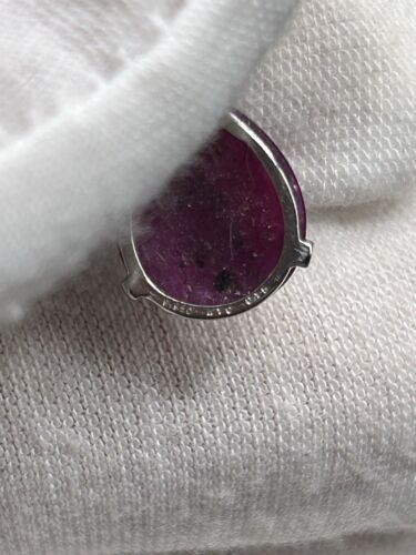 Platinum 950 Pear Shaped Ruby 4.1/5.26 CT & Dia Dangling Earrings Estate Sale - Picture 23 of 24