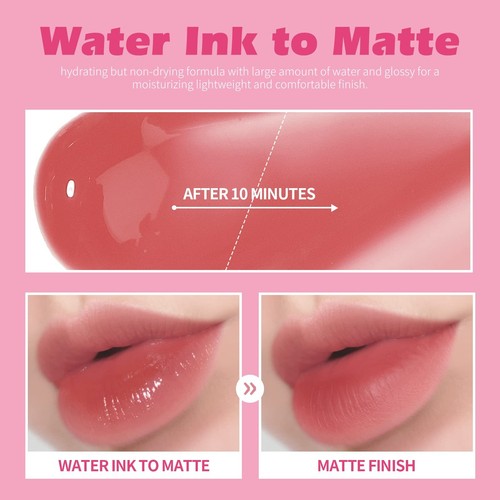 Water Gel Lip Tint 6 Colors Set, Highly Pigmented Long Lasting Moisturizing G... - Picture 3 of 8