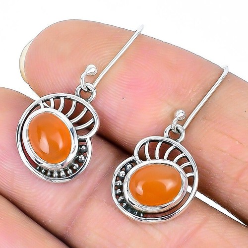 Easter Sale Carnelian Stone Solid Silver Wedding Drop Dangle Handmade Earrings - Picture 3 of 8