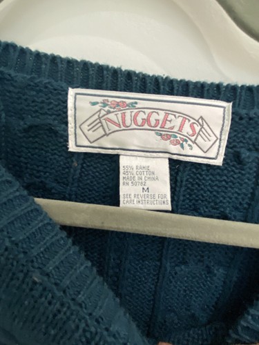 Suéter de punto de cable azulado vintage de los años 80 para mujer talla mediana - Imagen 2 de 9