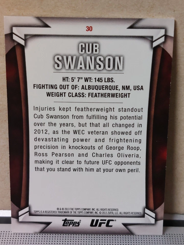 Cub Swanson #30 2013 Topps UFC Knockout Blue #04/88 - Image 2 of 2