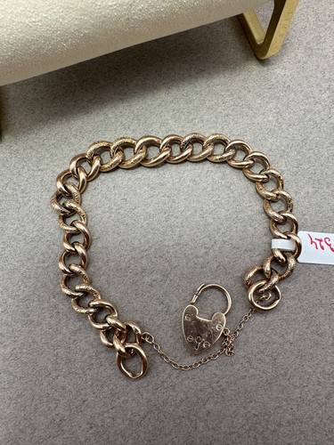 Brazalete Candado Eslabones Huecos Bordillo Oro Rosa 9ct Usado SC324 - Imagen 15 de 21