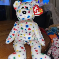Ty 2K White CONFETTI Beanie Baby Bear Tag Errors Year  Other Errors 1999 2000