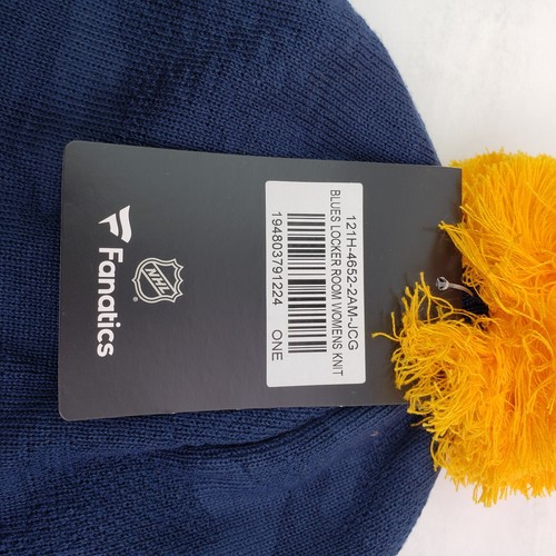 Fanatics Authentic PRO NHL St Louis Blues Womens OS Blue Locker Room Pom Beanie - Picture 5 of 6