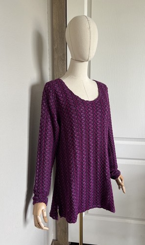 NWT Cut Loose Size M Textured Purple Fuchsia Long Sleeve Top Artsy Leganlook NEW - Picture 5 of 17