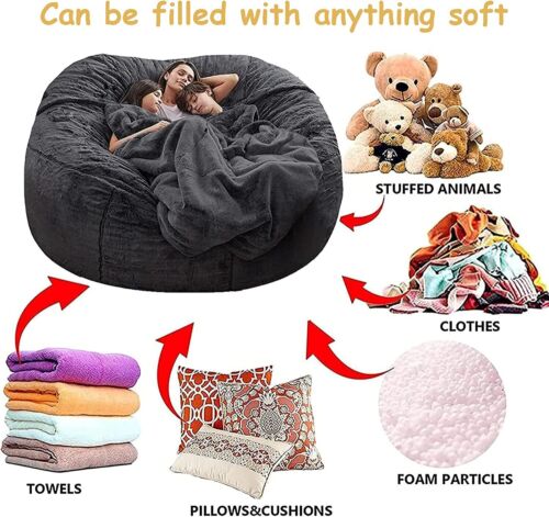 Bolso de frijoles gigantes grande de microgamuza silla de sala de estar cubierta suave sin relleno - Imagen 8 de 25
