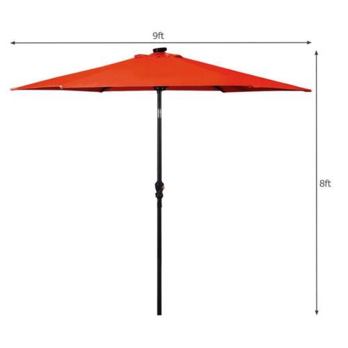 Costway Patio Cantilever Umbrella 9' Steel Manual Tilt Crank Lift Orange Canopy - Picture 3 of 5