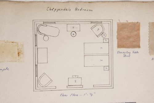 Chippendale Bedroom Mock-Up Student Art Project Poster ~15x19" VINTAGE A01J - Picture 2 of 3