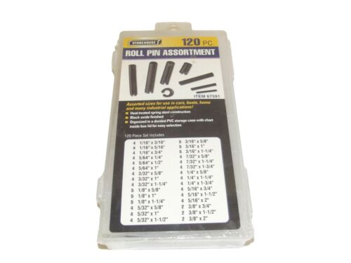 120 Piece Roll Pin Assortment Spring Steel 3/32-3/8" 3/16-2" 1/16 5/64 1/8 7/32 - Picture 2 of 6