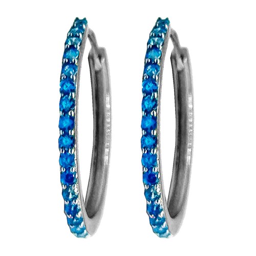Coppia di Orecchini a Cerchio Celeste in argento 925 rodiato - Hoops Collection - Imagen 32 de 49