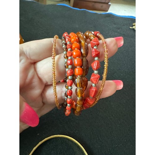 Four Fashion Bracelets Browns Rusts Golds Bangle Wrap Monet - Picture 11 of 12
