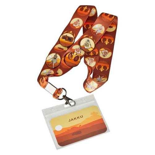 Star Wars Lanyard Jakku Land +Card Holder & 4 Pins Set Lot Loungefly Collectible - Picture 3 of 5