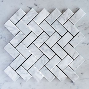 Carrara Marble Herringbone Medium Mosaic Tiles Sheet Ebay Image Is Loading Carrara Marble Herringbone Medium Mosaic Tiles Sheet