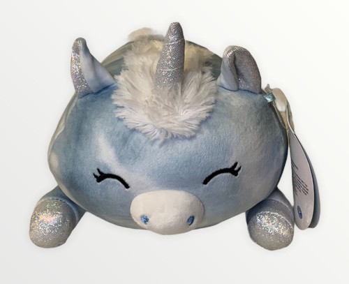 Squishmallow Target Exclusive Hug Mees Devla The Unicorn Blue White Lying Flat
