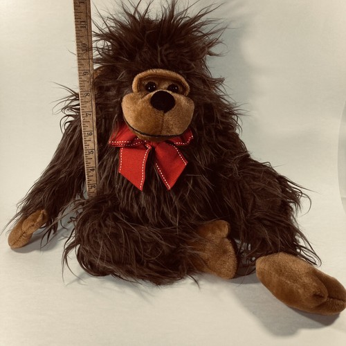 Orang-Utan 16 Zoll Plüsch rote Schleife Scruffy Fell Affe - Bild 2 von 10