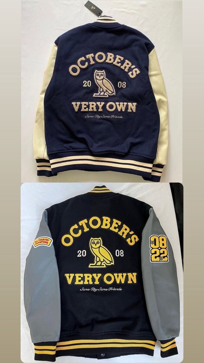 OVO Collegiate Varsity Jacket Black Yellow Navy Cream 2022 October s Very Own eBay