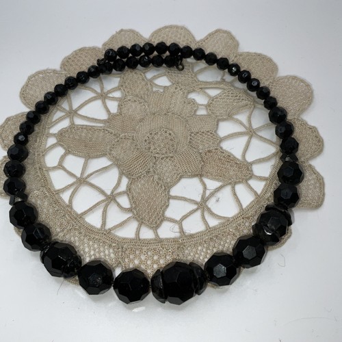 Antique Victorian Black Glass Mourning Choker Necklace
