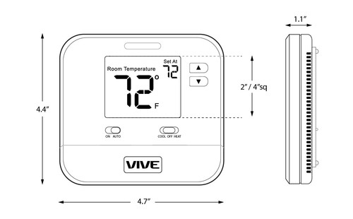 VIVE Comfort TP-N-701 Non-Programmable Thermostat (1 Heat 1 Cool) single stage - Picture 4 of 6