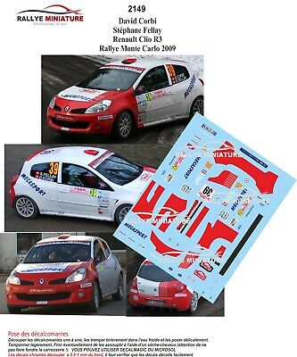 DECALS 1//43 REF 2149 Renault Clio R3 Corbi Rallye Monte Carlo 2009