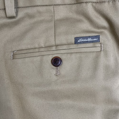 Eddie Bauer Dress Pants Mens 35x30 Brown Performance Khakis Pleated Cotton - Picture 11 of 12