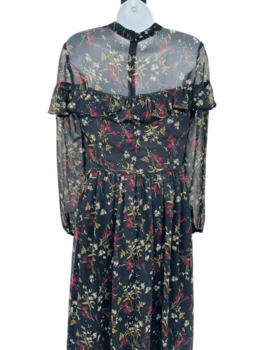 BB Dakota Sway for Days Womens Black Floral Maxi Dress Chiffon Lined Size 2 - Picture 12 of 15