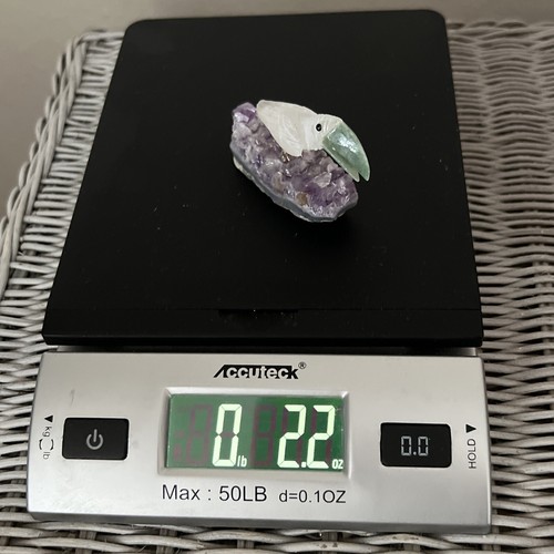 Amethyst geschnitzter Edelstein Quarz Jade Silber Metallbeine Vogel - Bild 15 von 15