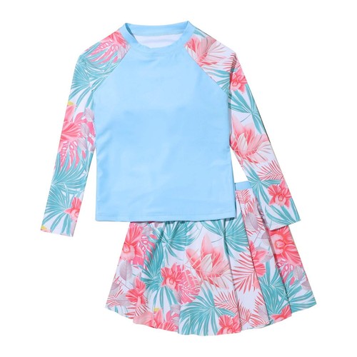 Niñas 2 Piezas Vestido de Nadar Protector de Erutas Camisas con Volantes Faldas Traje de Baño Atlético - Imagen 2 de 16