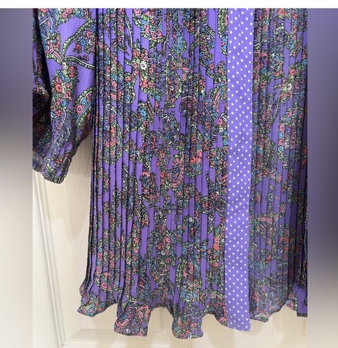 RARO MONO FLORAL VINTAGE DIANE FREIS Violeta con Chaqueta Plisada Talla M - Imagen 9 de 13