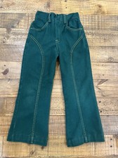 Vtg 70  s Health-Tex Kids Wide Leg Green Denim Jeans Pants. See Pictures For Size