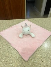 Carters Just One You Baby Lovey Unicorn Pink White Rainbow Security Blanket 14"