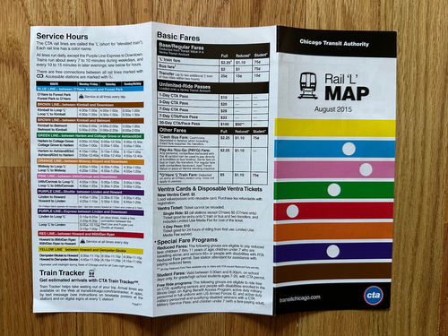 Chicago Transit Authority CTA August 2015 Rail "L" Map - Picture 3 of 3