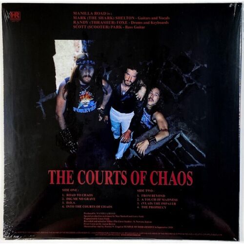 MANILLA ROAD The Courts Of Chaos LP 1990 U.S. epic heavy metal reissue splatter - Picture 2 of 3