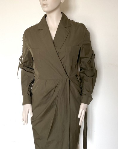 MAX MARA, Belted Cotton Dress in Khaki, Size 14 US, 16 GB, 44 DE, 48 IT - Picture 6 of 20