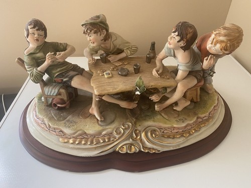 CAPODIMONTE Bruno Merli ~ POKER GAME "CHEATERS" LARGE Figurine 18" X 12" - Picture 13 of 15