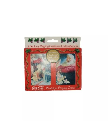Coca-Cola Christmas Santa Nostalgic Playing Cards W/Tin 1996 Limited Edition New - Picture 9 of 11