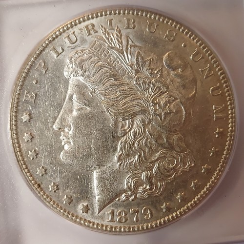1879 S REV 78 USA MORGAN SILVER $1 DOLLAR ICG REV. '78,TOP-100 AU58 - Picture 7 of 22