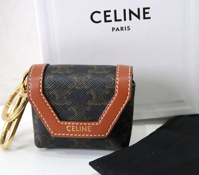 CELINE Airpods Pro case brown black key ring with box & bag CELINE Airpods Pro case brown black key ring with box & bag