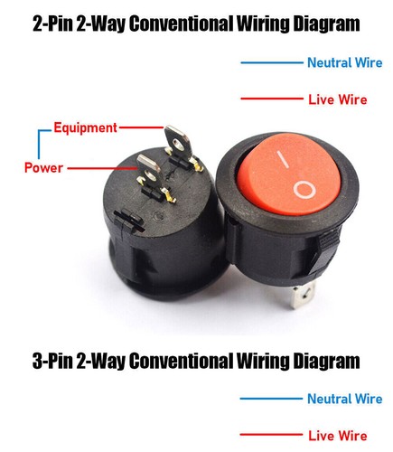 6A/250V 10A/125V Button Power Switch Round Rocker Switch ON/OFF SPST 2/3/4 Pins - Picture 9 of 30