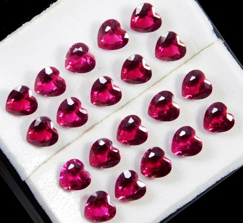 Ruby Loose Gemstone 20 Piece 20.00 Cts 6 mm Treated Certified Heart Shape Lot - Picture 12 of 12