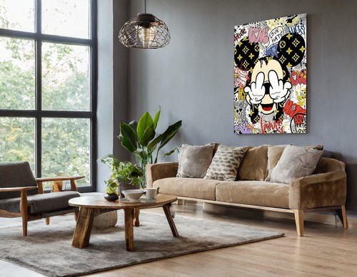 Banksy Graffiti Pop Art Middle Finger Mickey Mouse Canvas Wall Art 28x40" - Picture 4 of 7