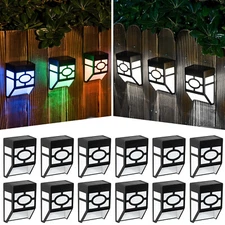 8 Colors LED Solar Deck Lights Outdoor Garden Yard Fence Wall Stair Decor Lamp