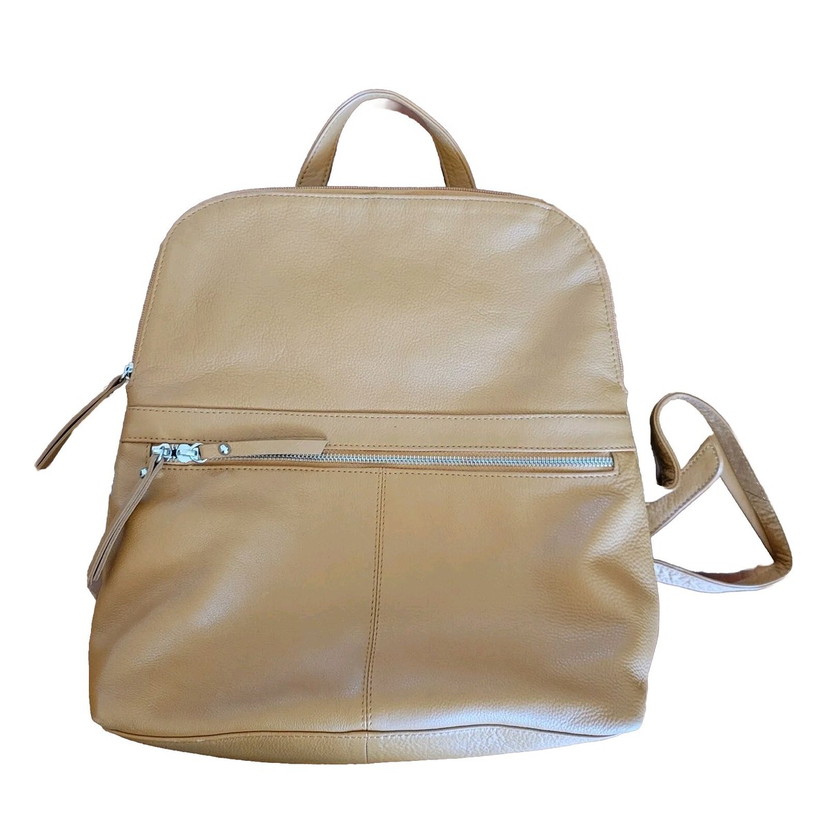 TANO Leather Tan Backpack Zipper Minimalist | eBay display picture 3