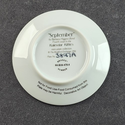 Kalendar Kitties Mini 3.5" Decorator Plates by Barbara Higgins-Bond Choose Month - Picture 16 of 22