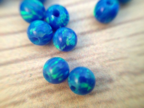 Espaciador de taladro completo de 4 mm cuentas redondas de ópalo suelto azul oscuro 10 piezas fabricación de joyas - Imagen 7 de 7