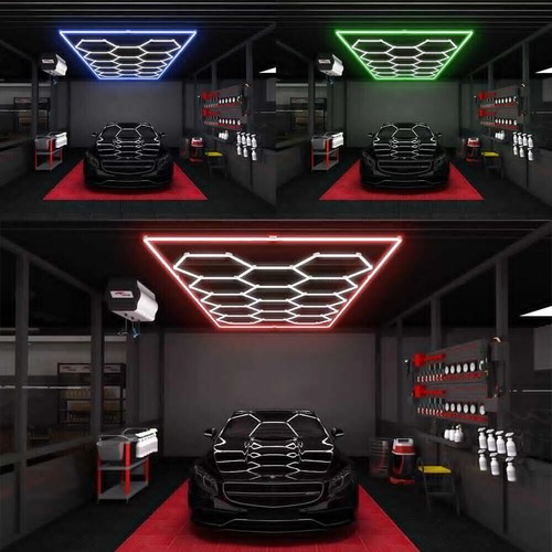 3/5/8/11/14/28 Hexagon LED Lighting Car Detail Garage Workshop Retail Wall Light - Picture 19 of 39