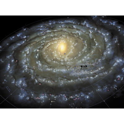 Weltraumkarte Milchstraße Galaxie Spirale Sterne Sonnensystem riesiges Wandbild Poster Druck